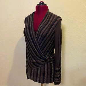 Zozo | Long Sleeve Striped Blouse with Buckle on Side XL 🦉